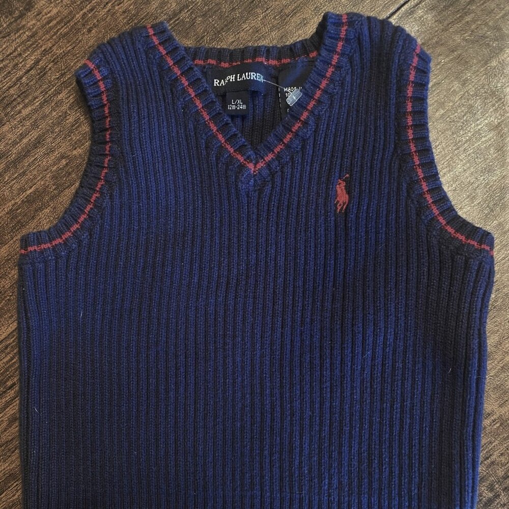 Ralph Lauren Boys/Girls Navy Vest Sweater Size 12-24 months